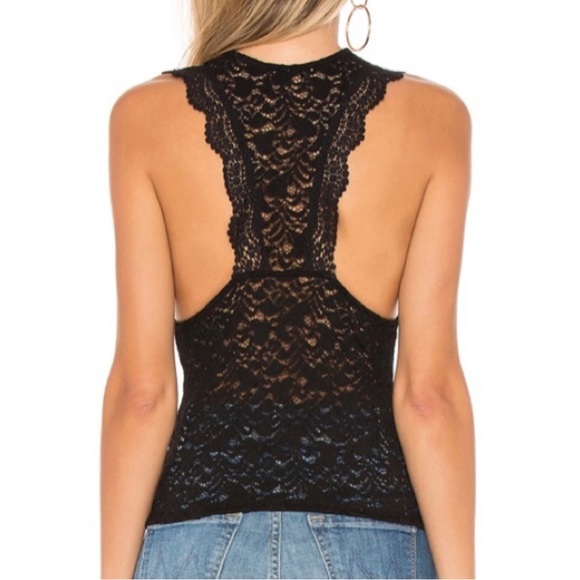 Free People Racerback Black Lace Tank Top Size Small - Picture 3 of 6